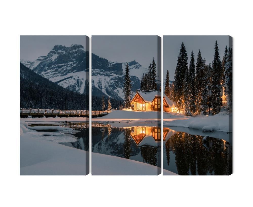 Flerdelt lærred emerald lake i canada om vinteren