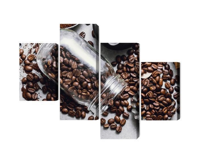 Flerdelt billede på lærred ingredienser til at lave kaffe