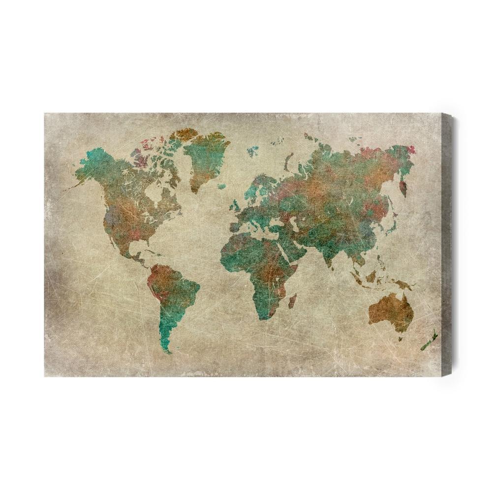 Lærred - Vintage verdenskort