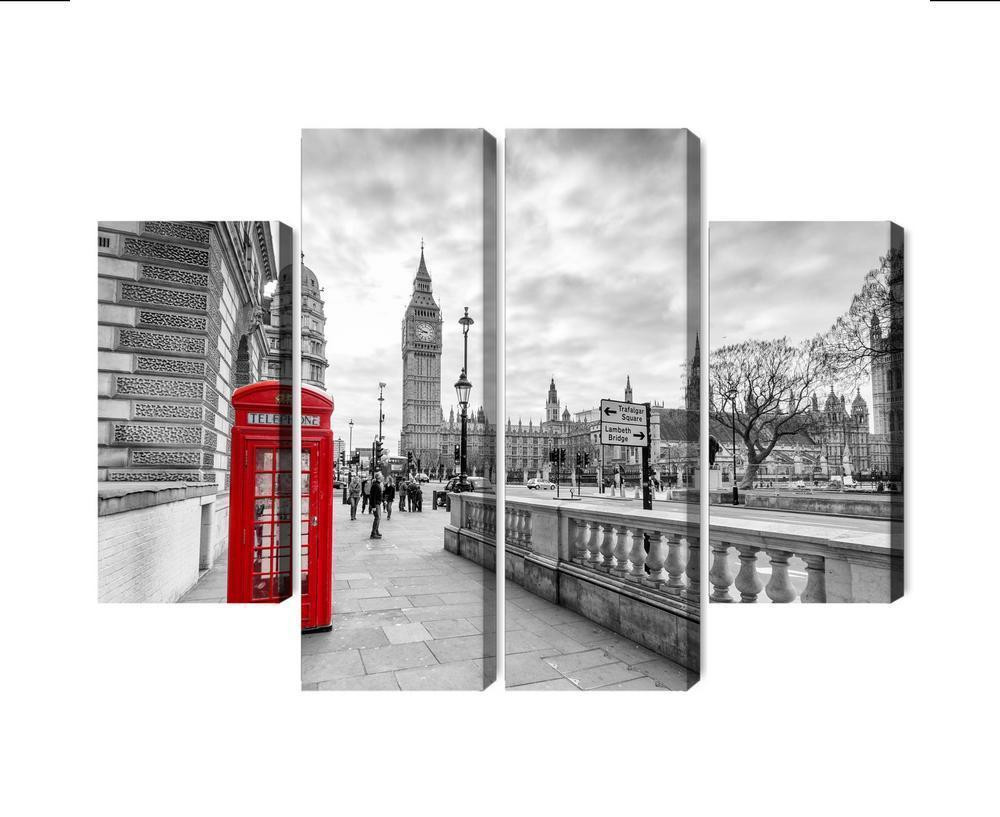 Flerdelt lærred rød london telefonboks 3D