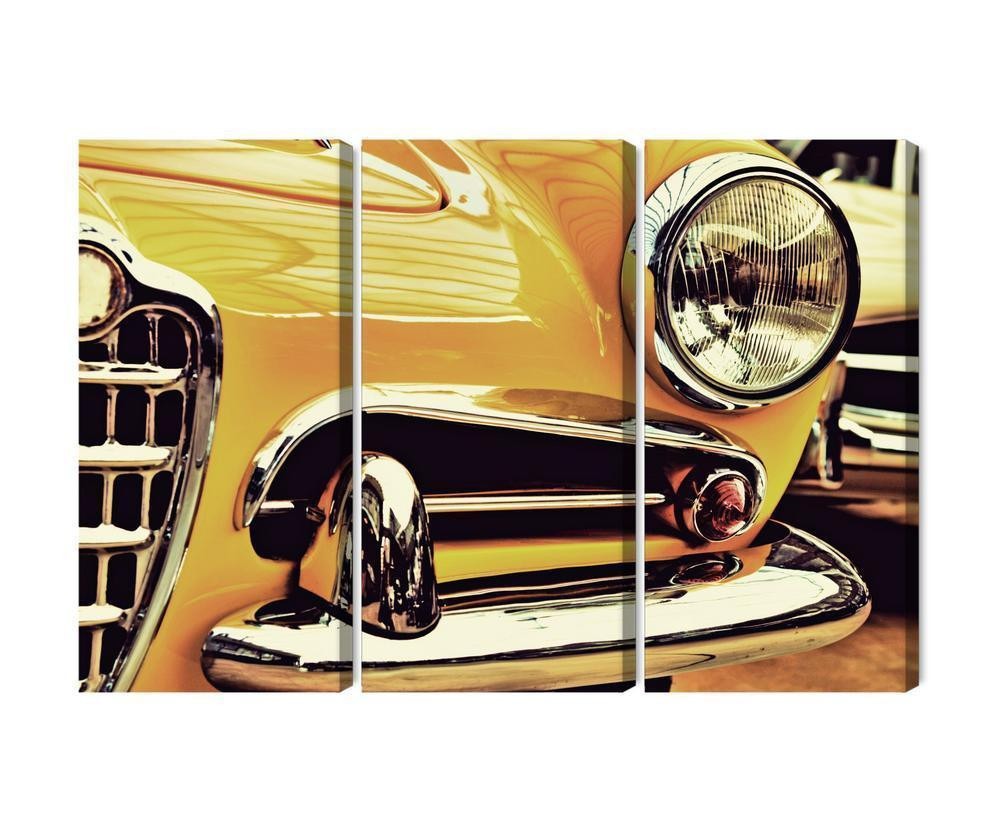 Flerdelt billede på lærred forsiden af en veteranbil