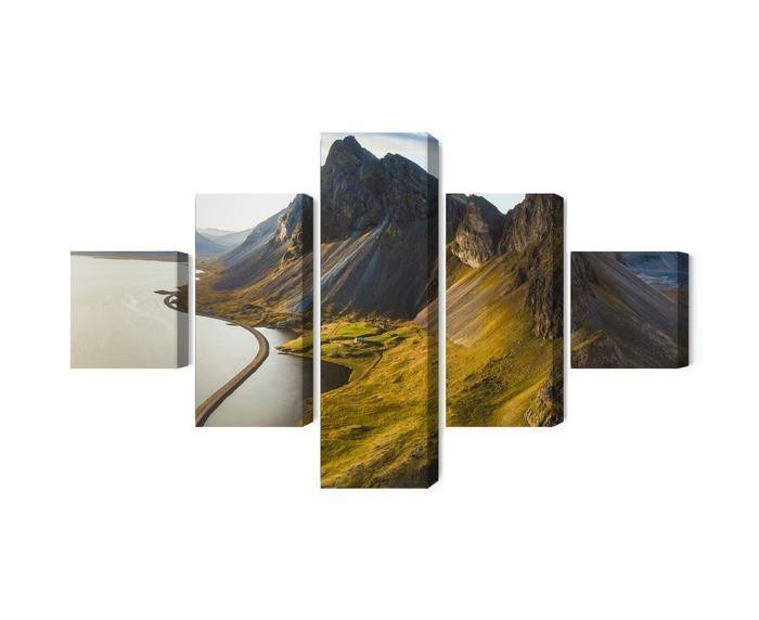 Flerdelt Lærred 3d Luftfoto Af Islandske Bjerge
