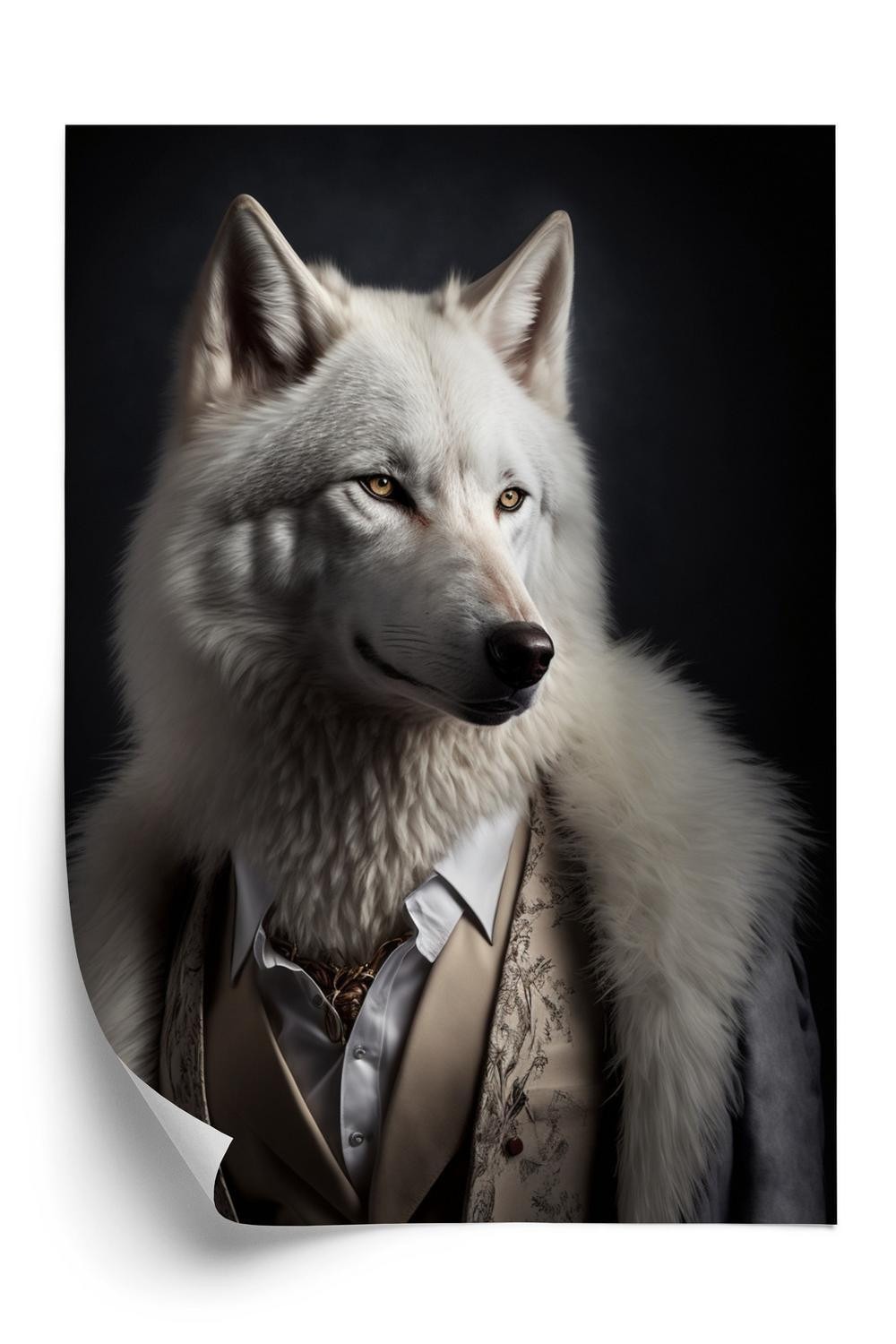 Plakat - Hvid ulv i vintertøj