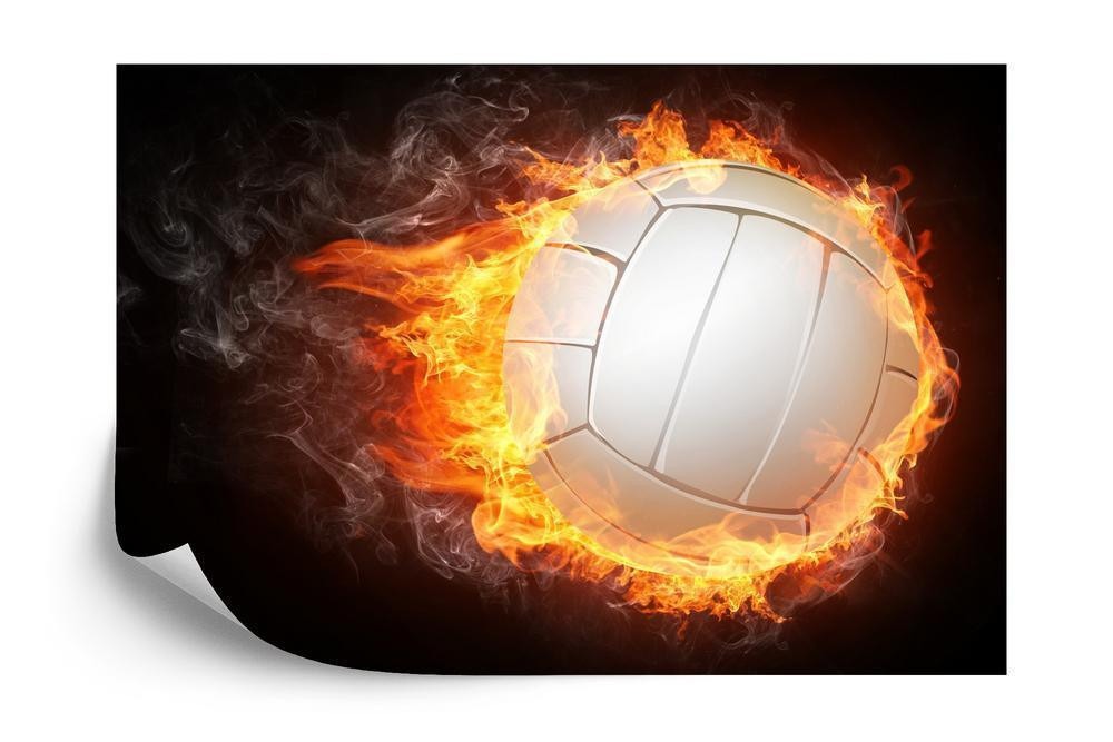 Fototapet - Volleyball i flammer