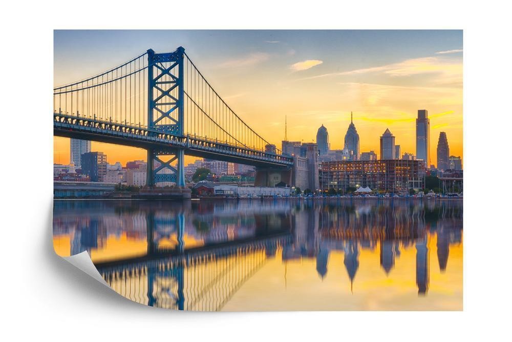 Fototapet - Philadelphia sunset skyline refection