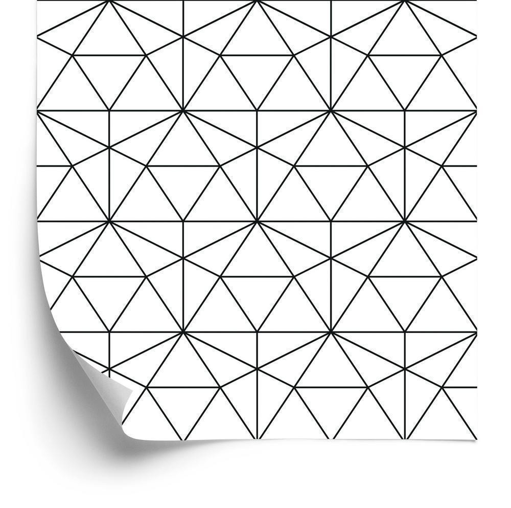 Tapet - Sort og hvidt geometrisk mønster