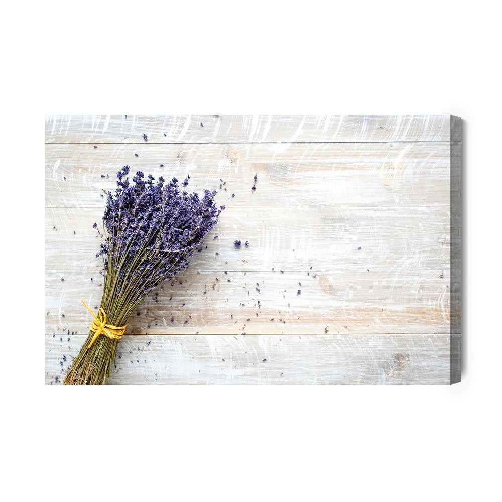 Lærred - Lavendel på en baggrund af træplader