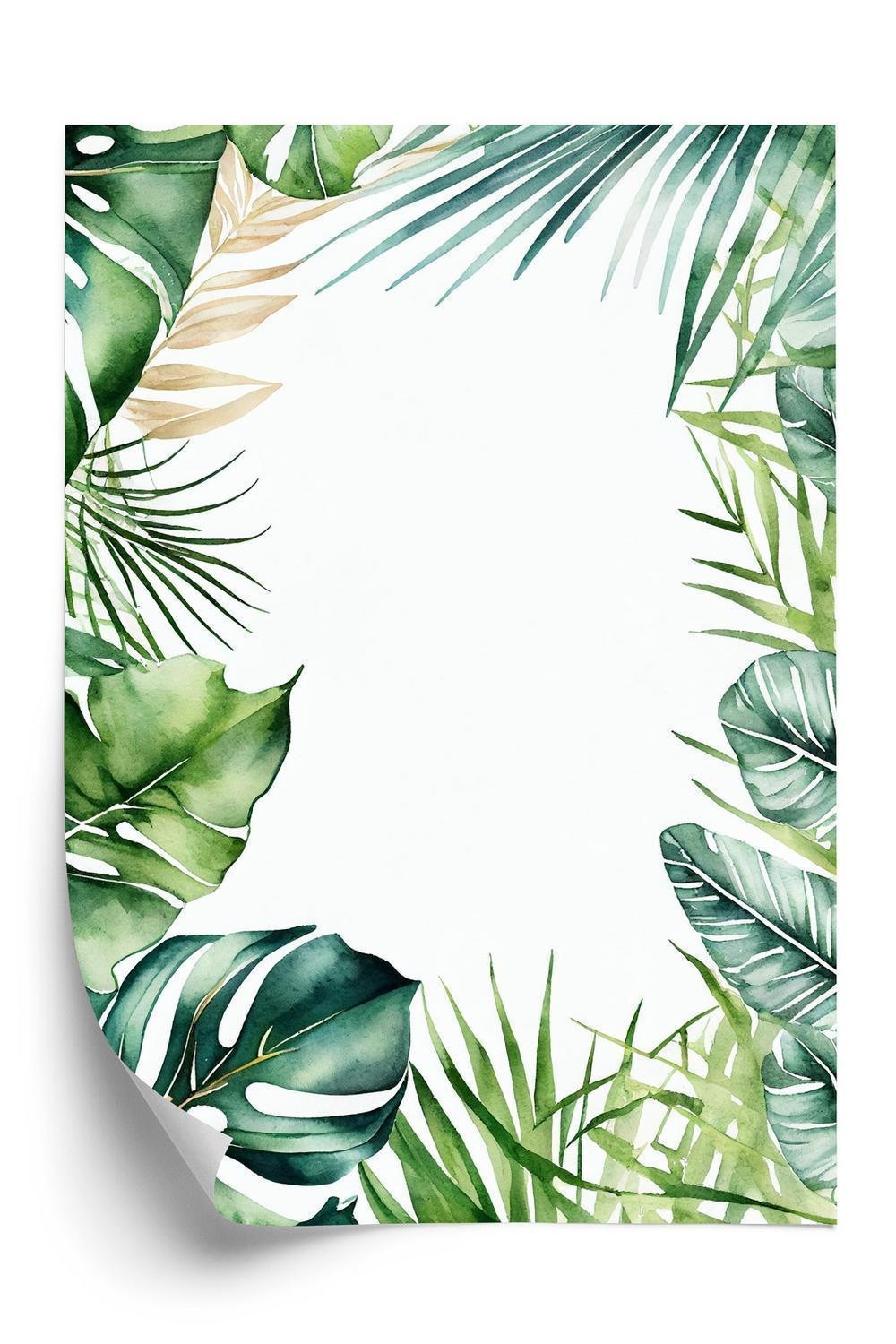 Plakat - Tropiske grønne akvarelblade
