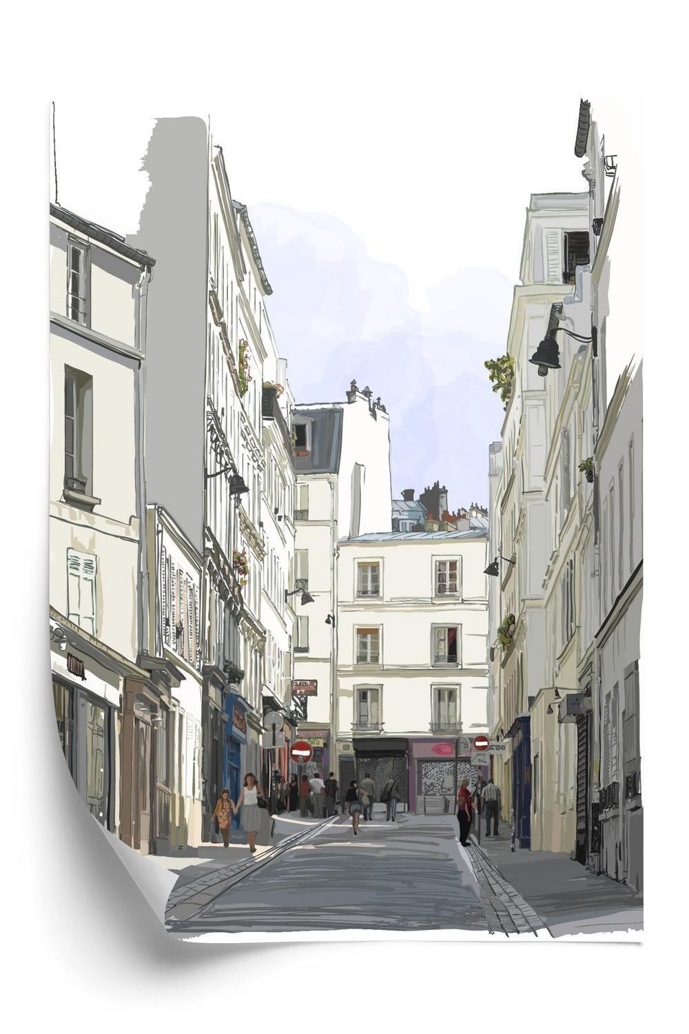 Plakat - En gade i montmartre i paris