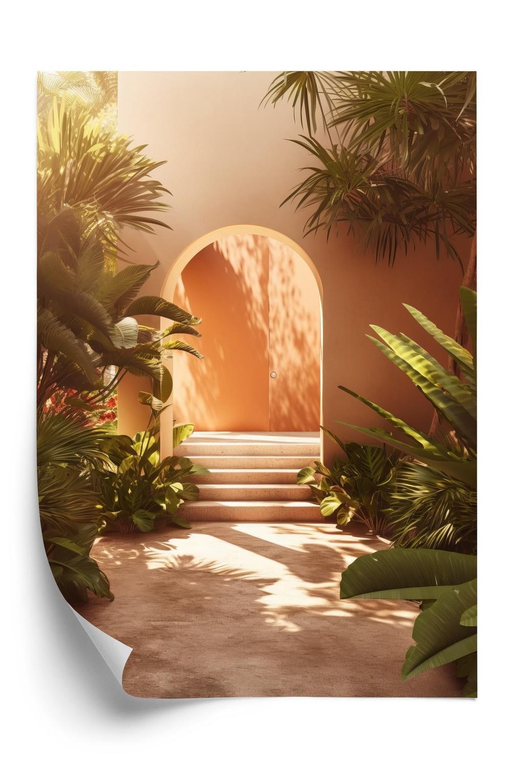 Plakat - Mexicansk dør trapper og palmer