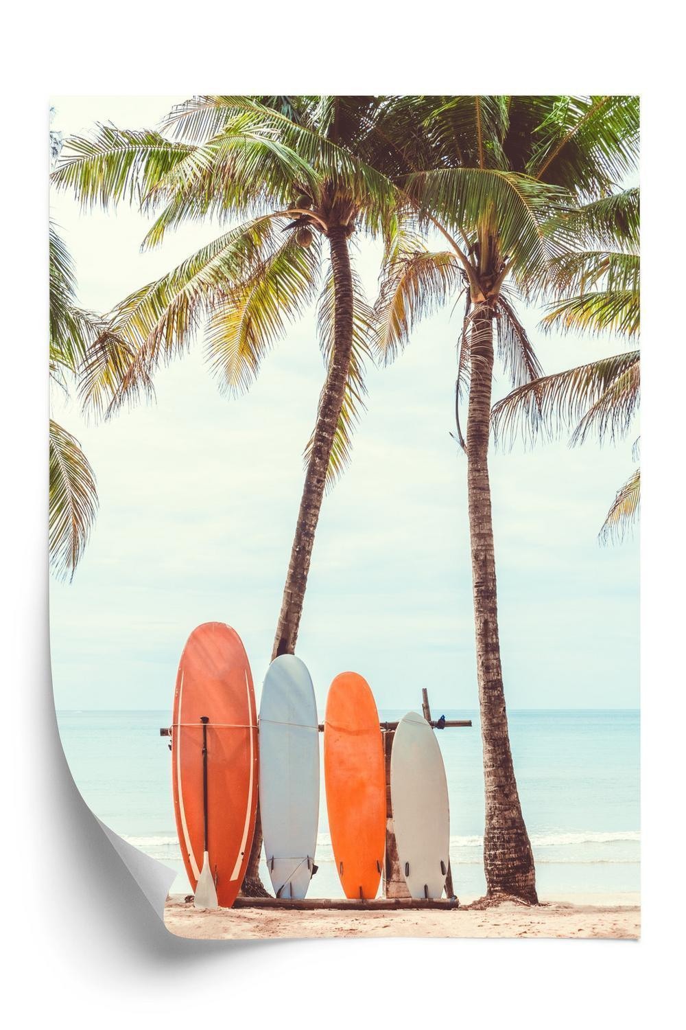 Plakat - Surfing og palmer