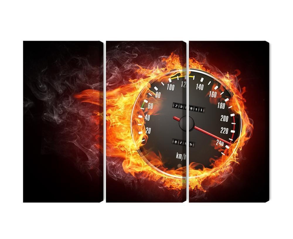 Flerdelt lærred speedometer i flammer