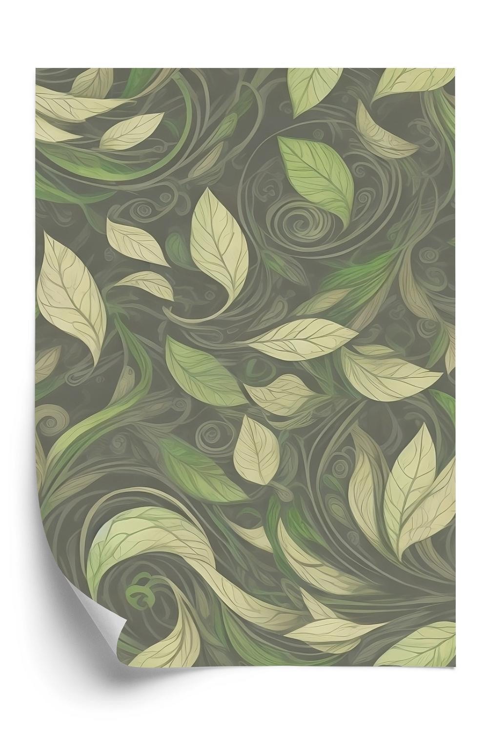 Plakat - Botanisk mønster af blade i grønne nuancer