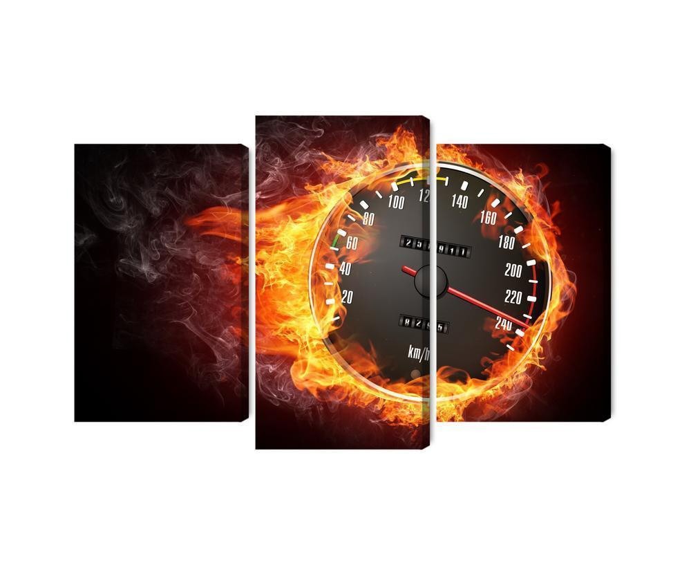 Flerdelt lærred speedometer i flammer