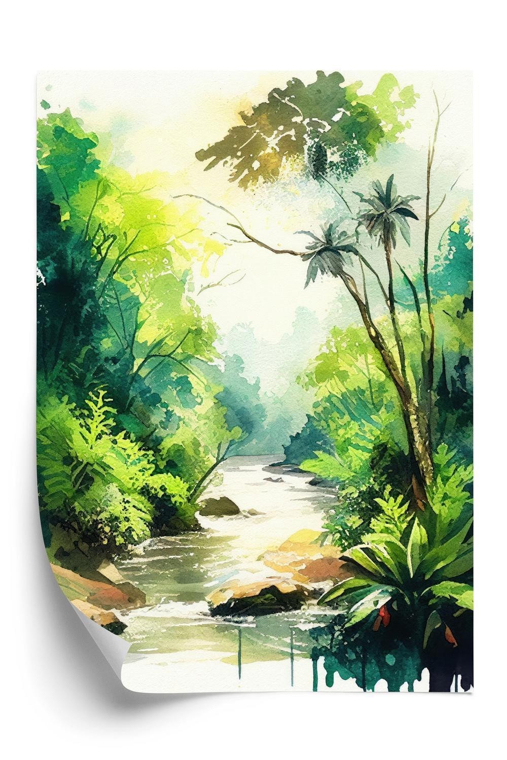 Plakat - Jungle af palmer og flod
