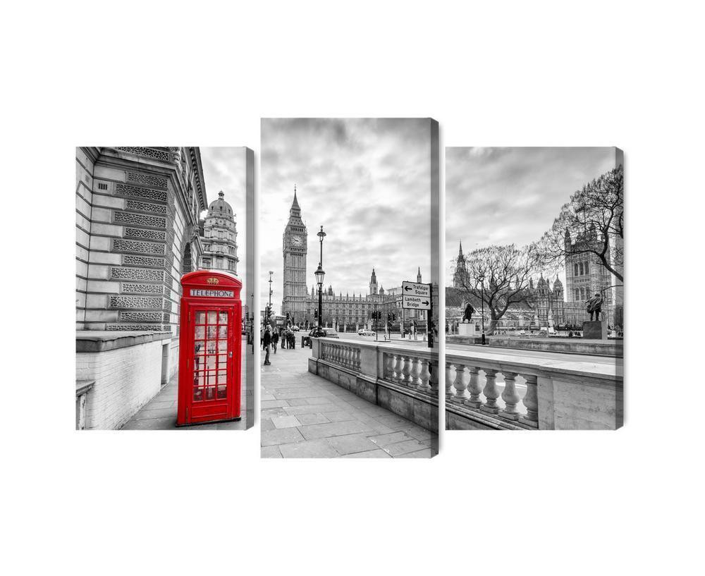 Flerdelt lærred rød london telefonboks 3D
