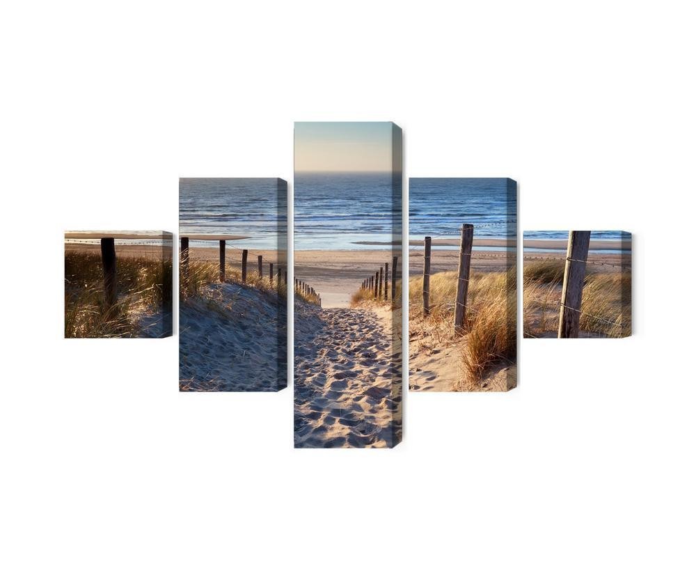 Flerdelt billede på lærred nordsøstrand 3D
