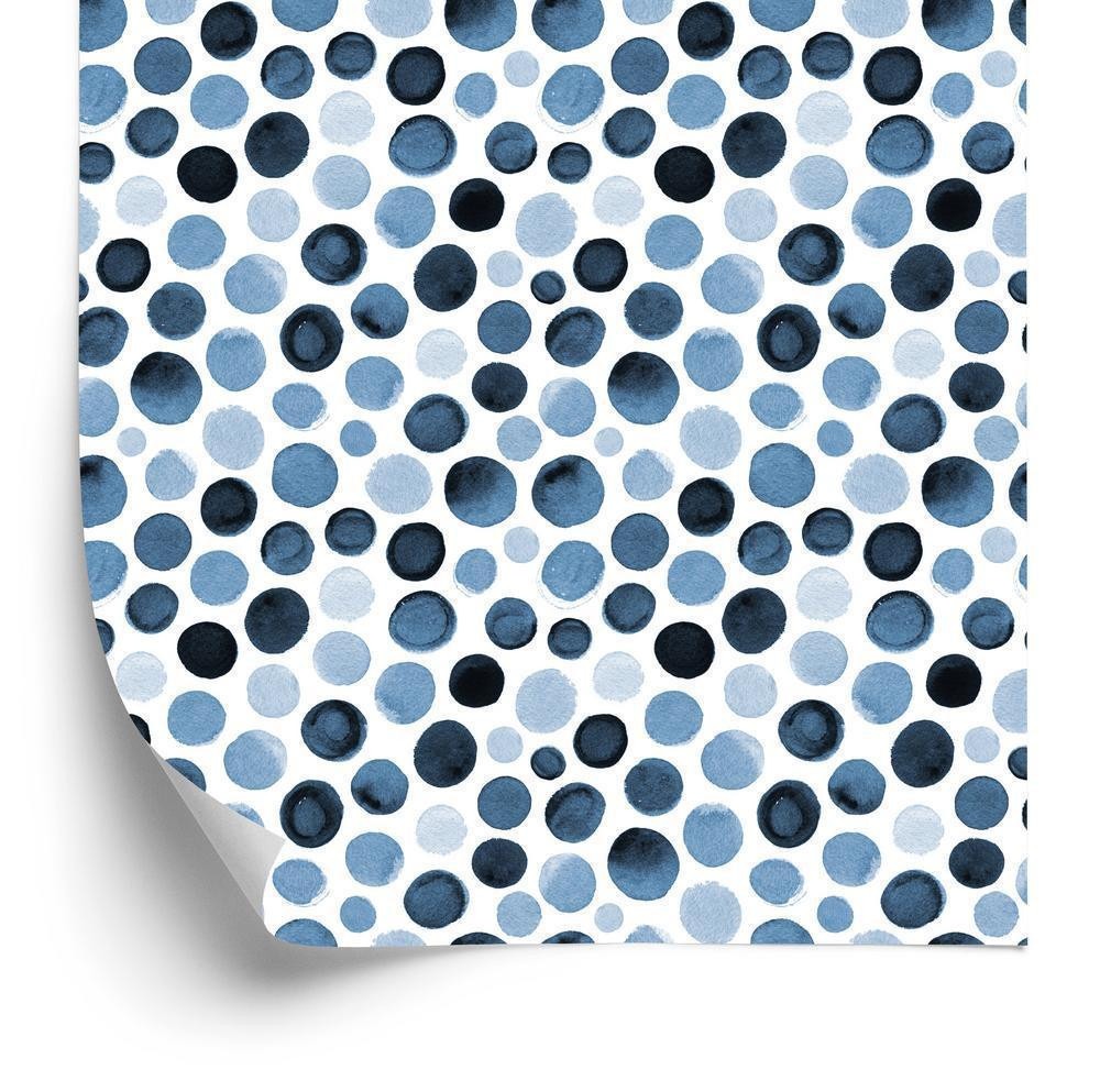 Tapet - Blå prikker med akvareller