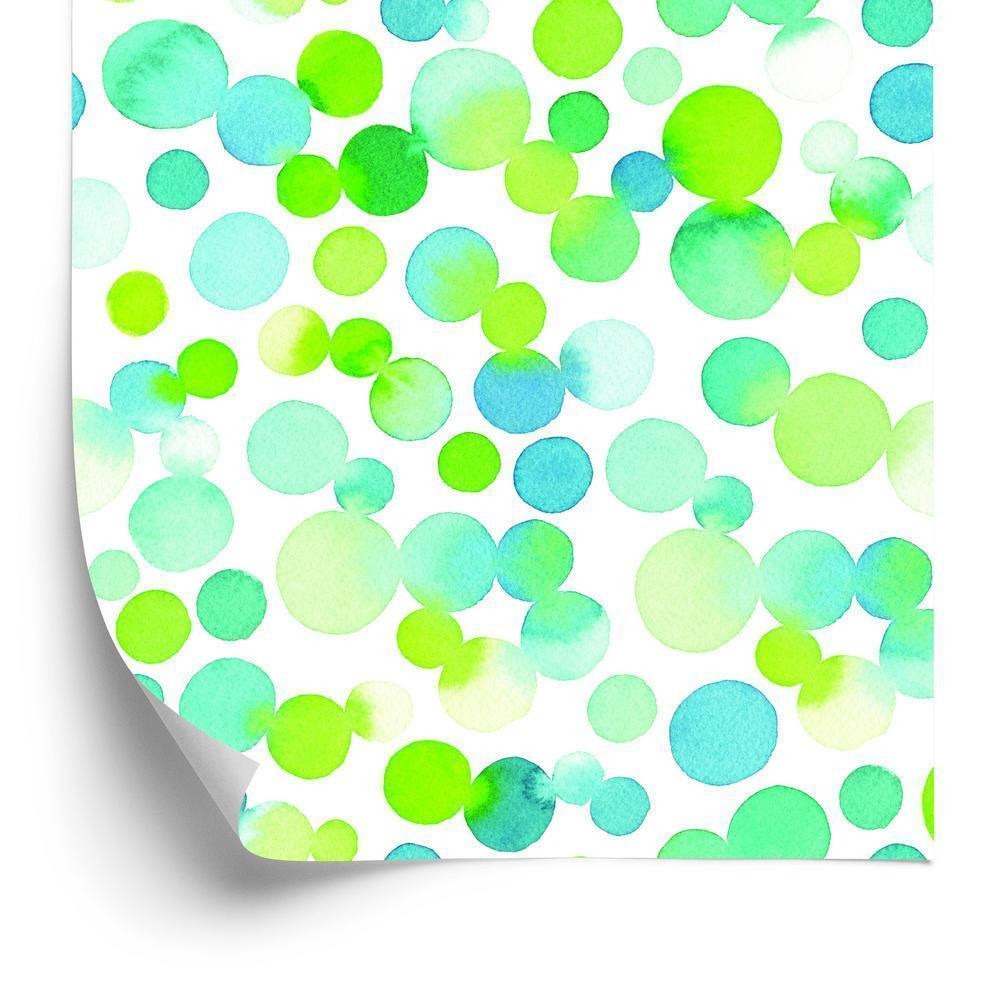 Tapet - Akvarel grønne cirkler
