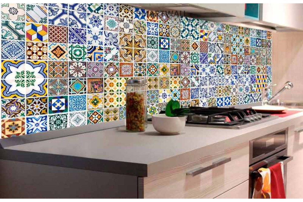  Backsplash PVC folie til køkken færdigt resultat