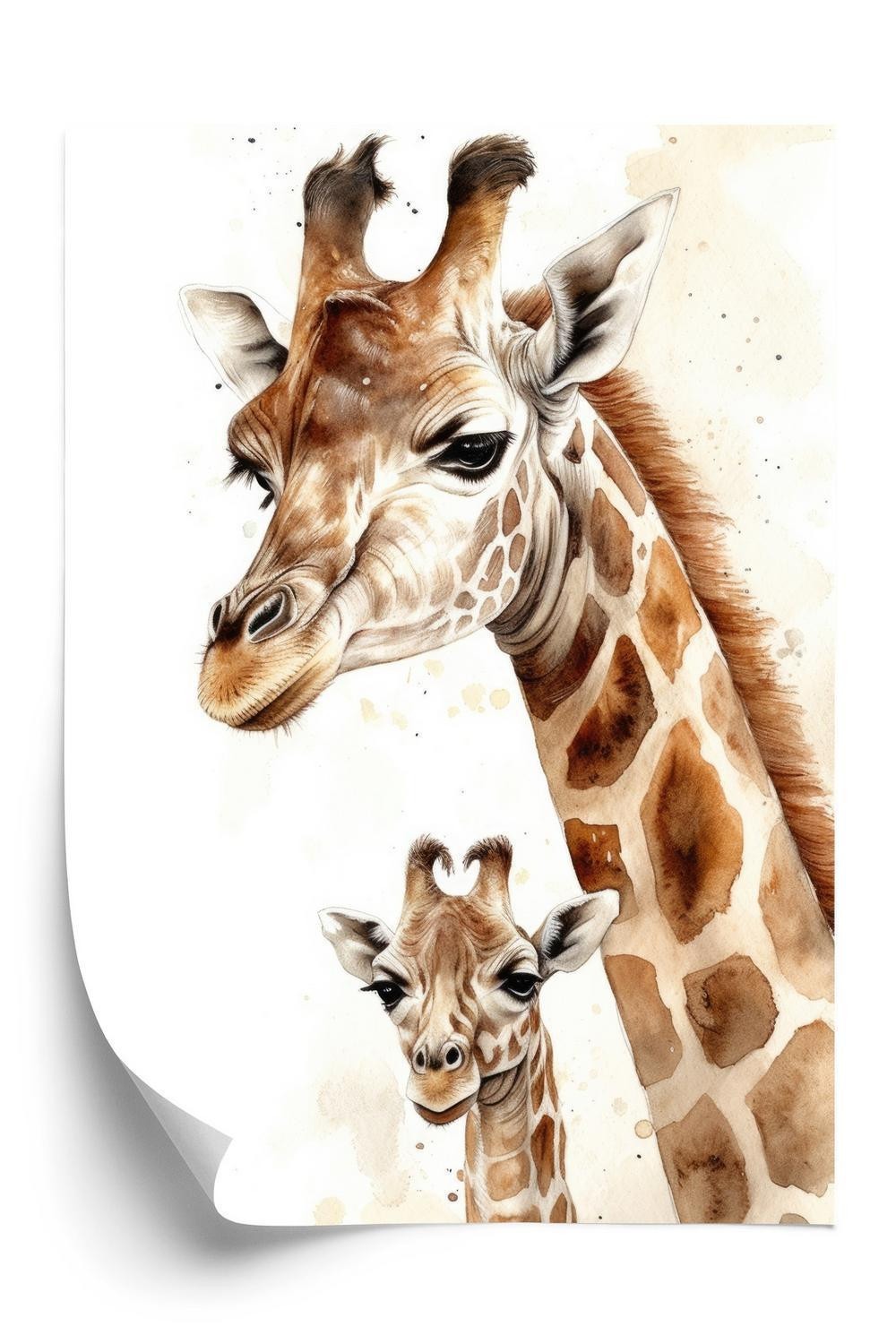 Plakat - Lille giraf med sin mor