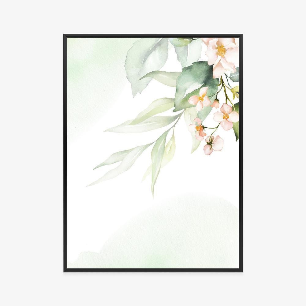 Plakat - Watercolor floral details ramme aluminium farve sort