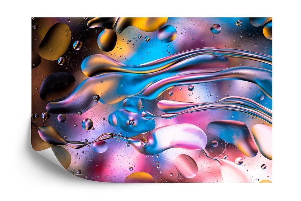 Fototapet - Abstract colorful liquid water splash and bubbles background. macro photography