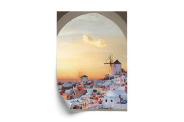 Plakat - Oia i santorini ved solnedgang