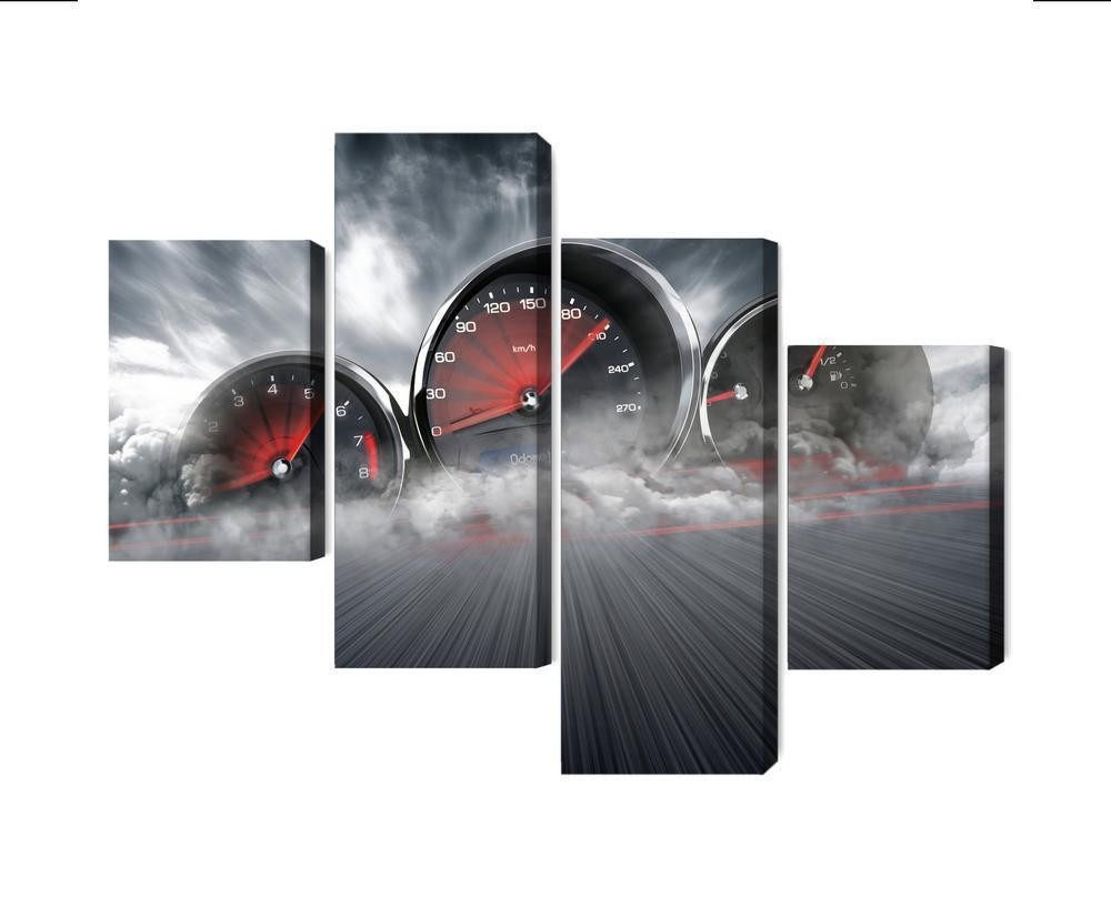 Flerdelt billede på lærred højhastigheds biltællere