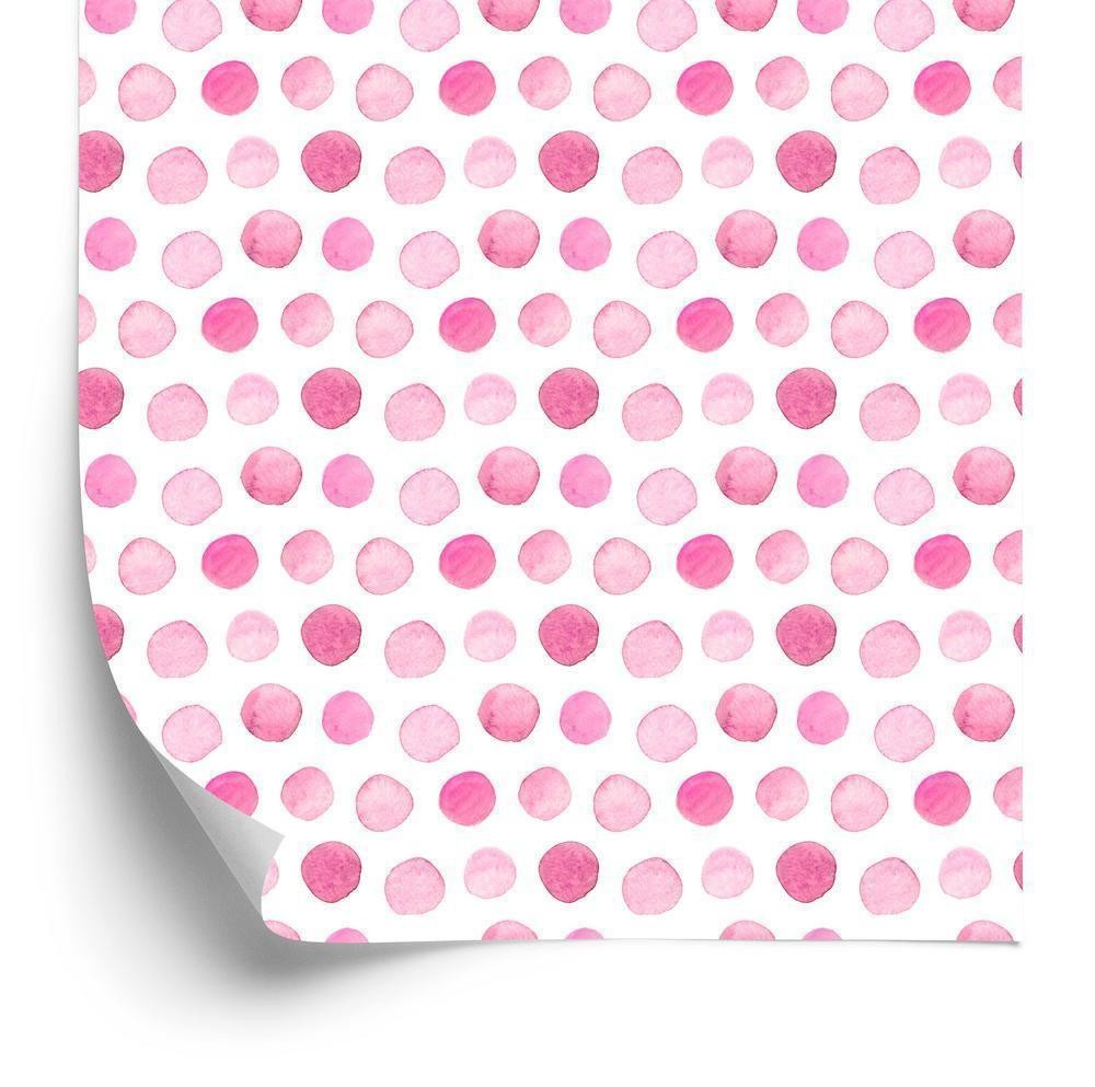Tapet - Akvarel pink polka dots