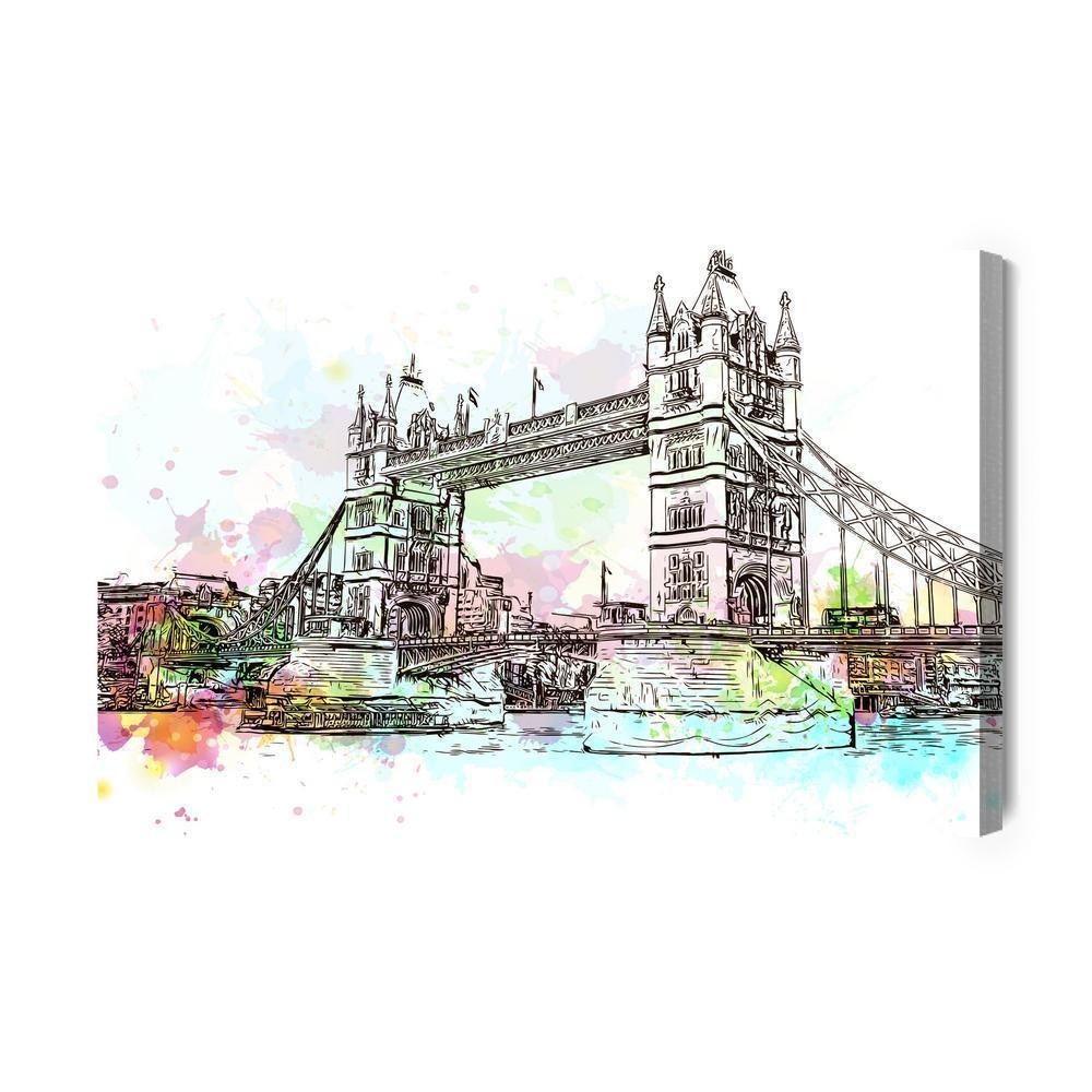 Lærred - Tower bridge malet med akvarel