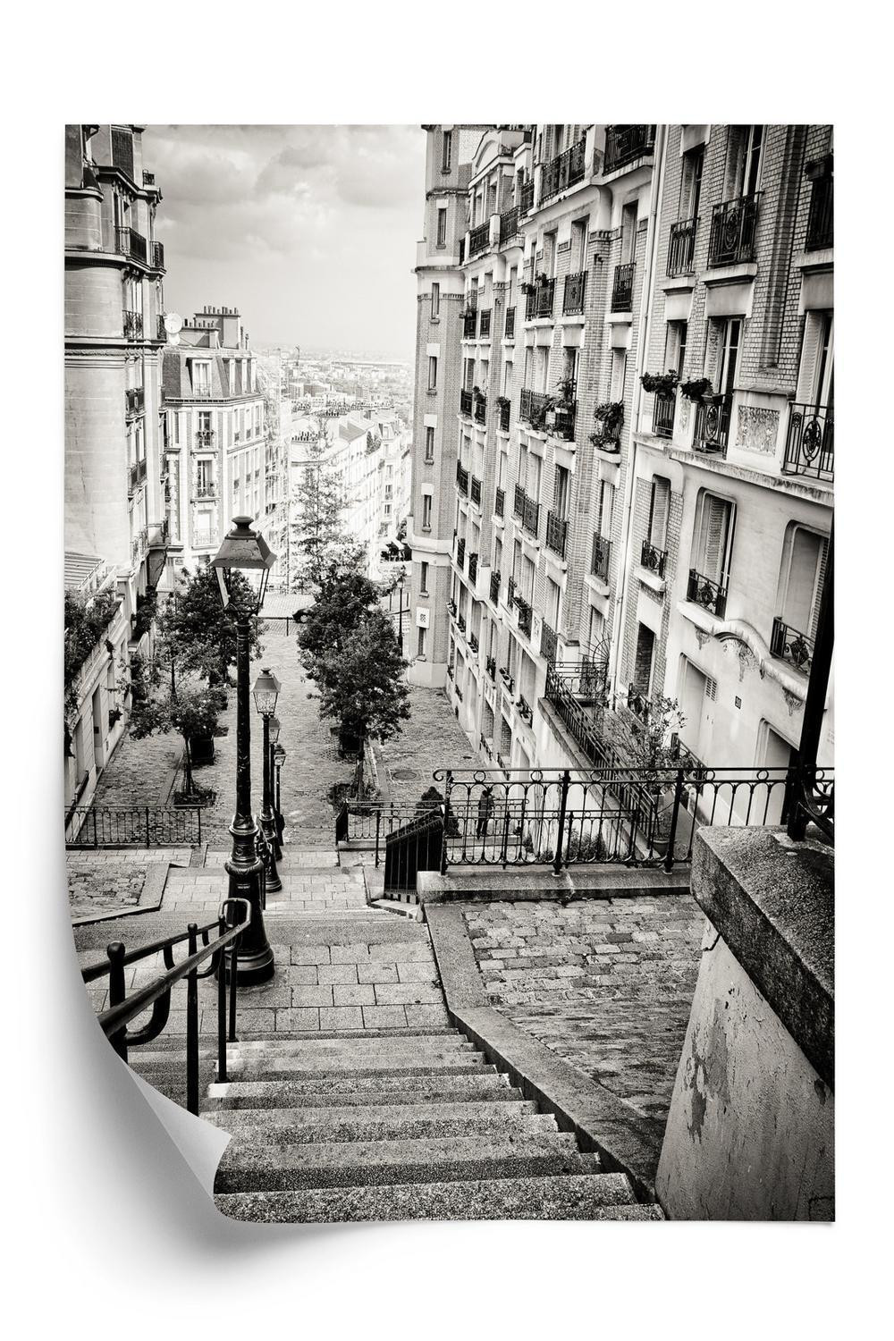 Plakat fantastiske gader i paris - Sort/Hvid fotografering