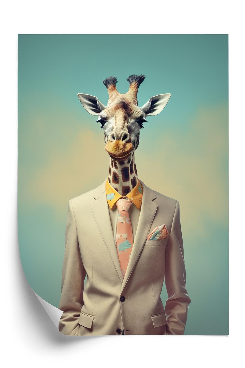 Plakat - Giraf som brudgom i kostume
