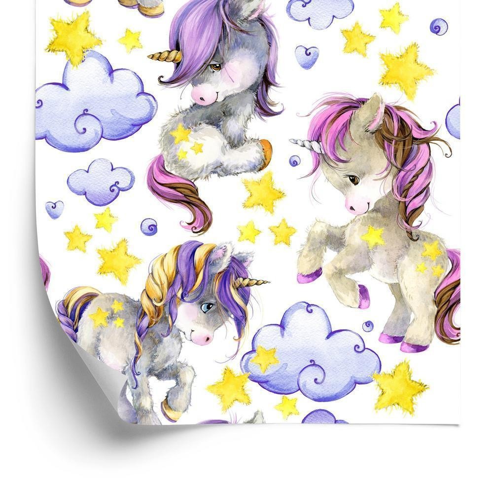 Tapet - Girly unicorns cloud hearts