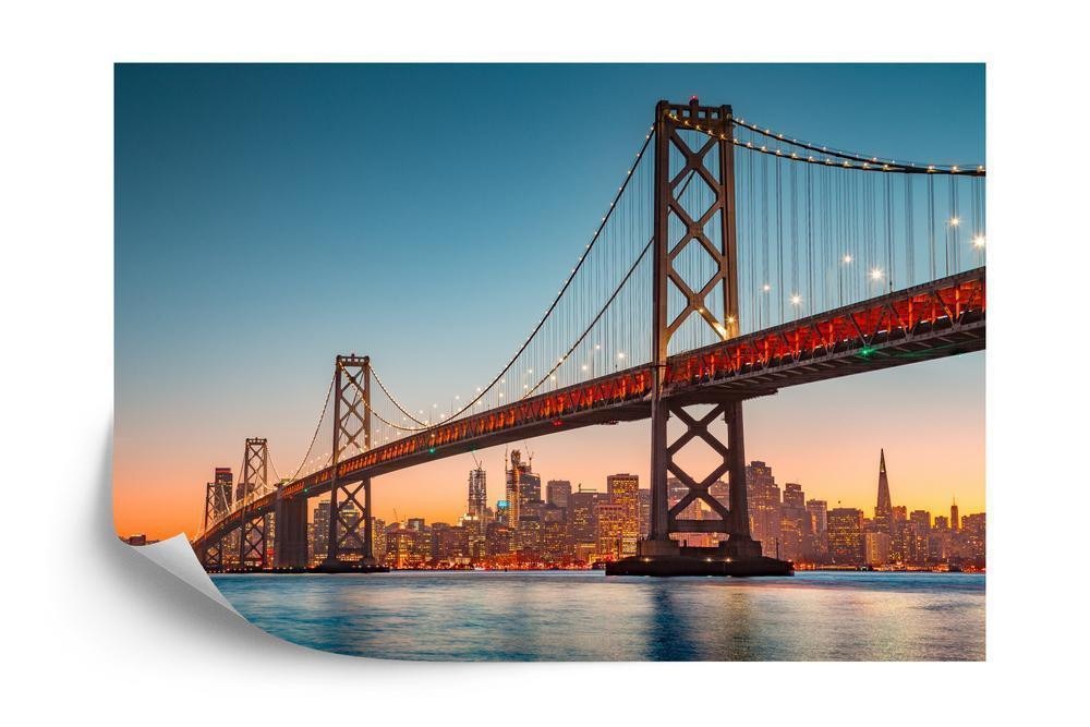 Fototapet - San francisco skyline with oakland bay bridge at sunset california usa