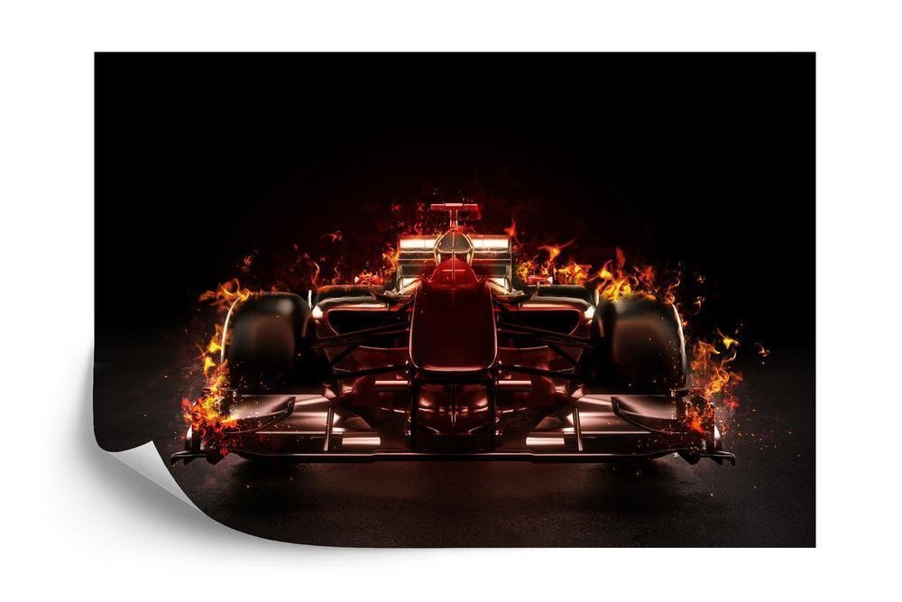 Fototapet - Flaming f1 bil