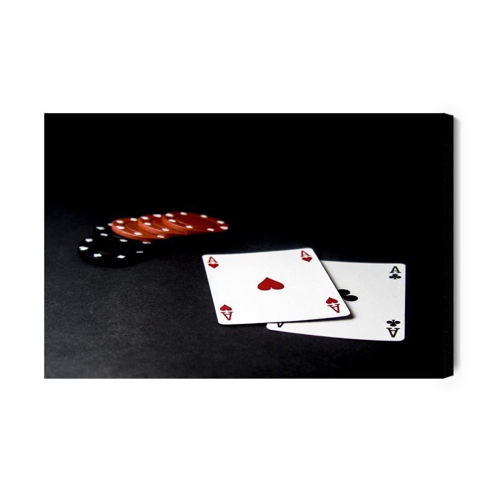 Lærred - Pokerkort og chips