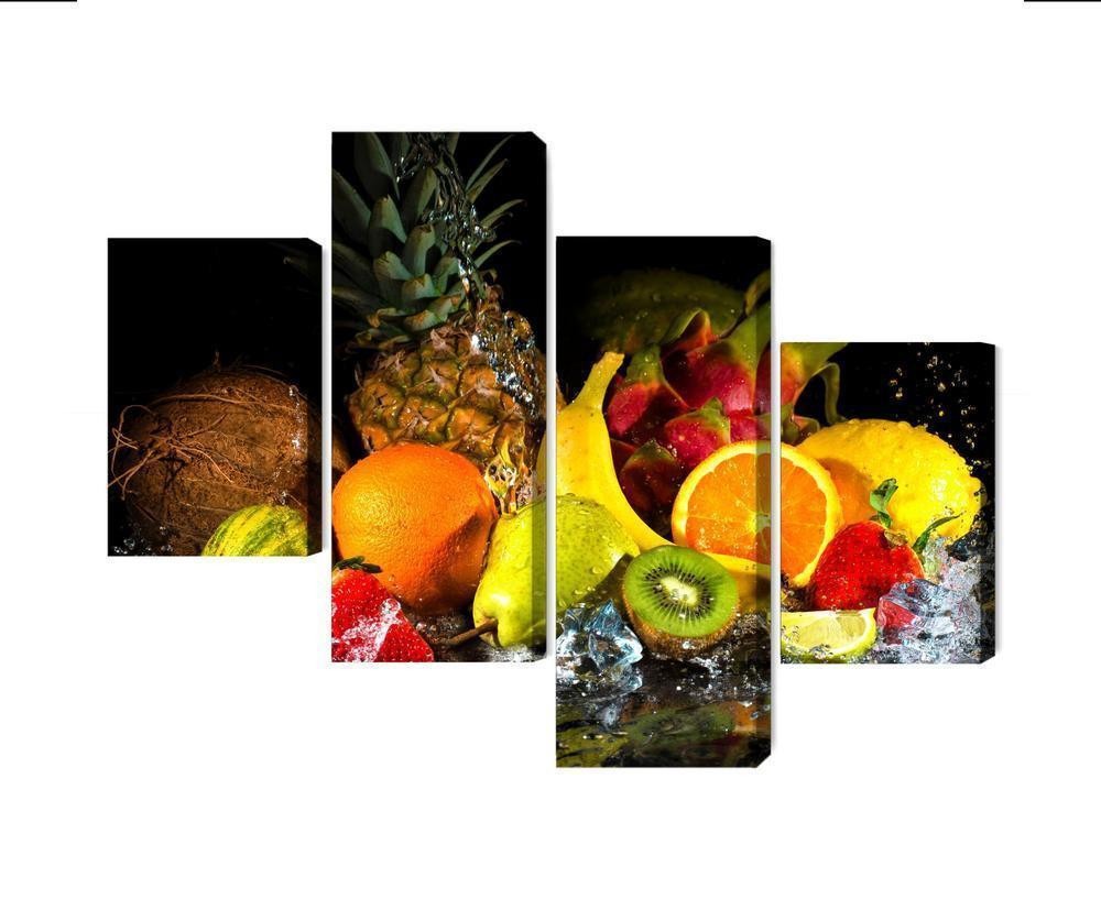Flerdelt billede på lærred frugt med et stænk vand