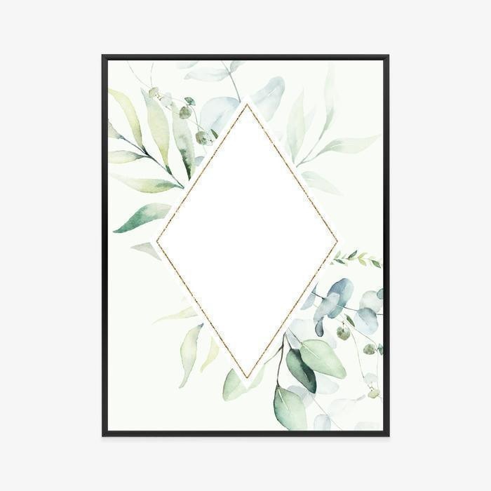 Plakat - Floral geometry ramme aluminium farve sort