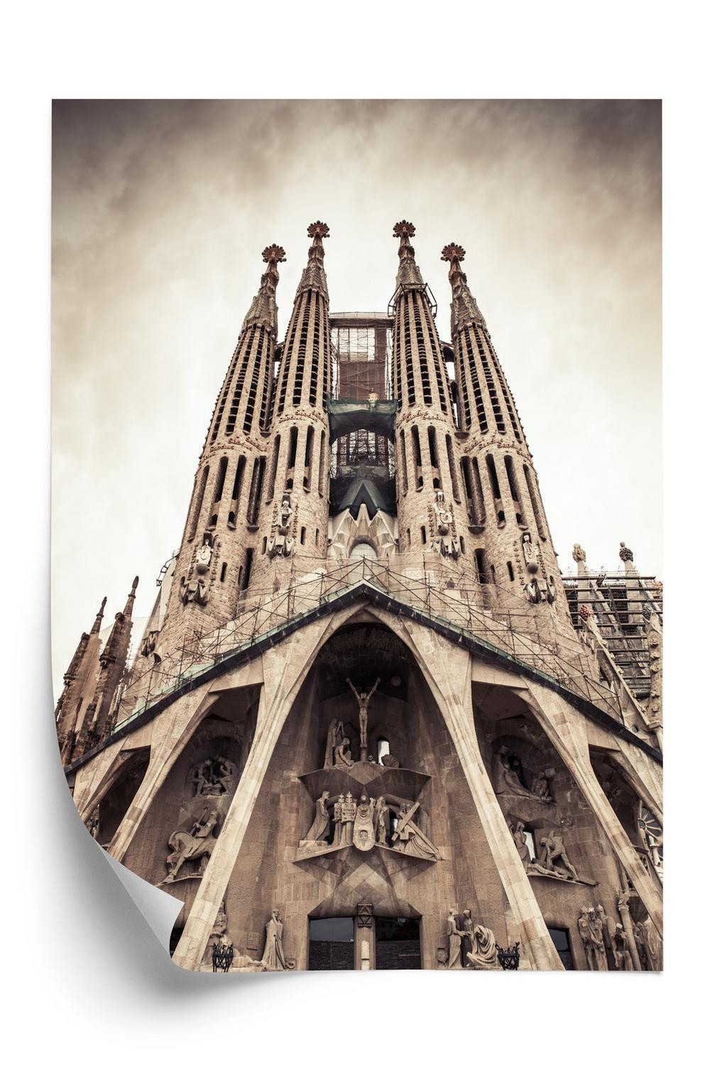 Plakat - Sagrada familia kirke i vintage stil