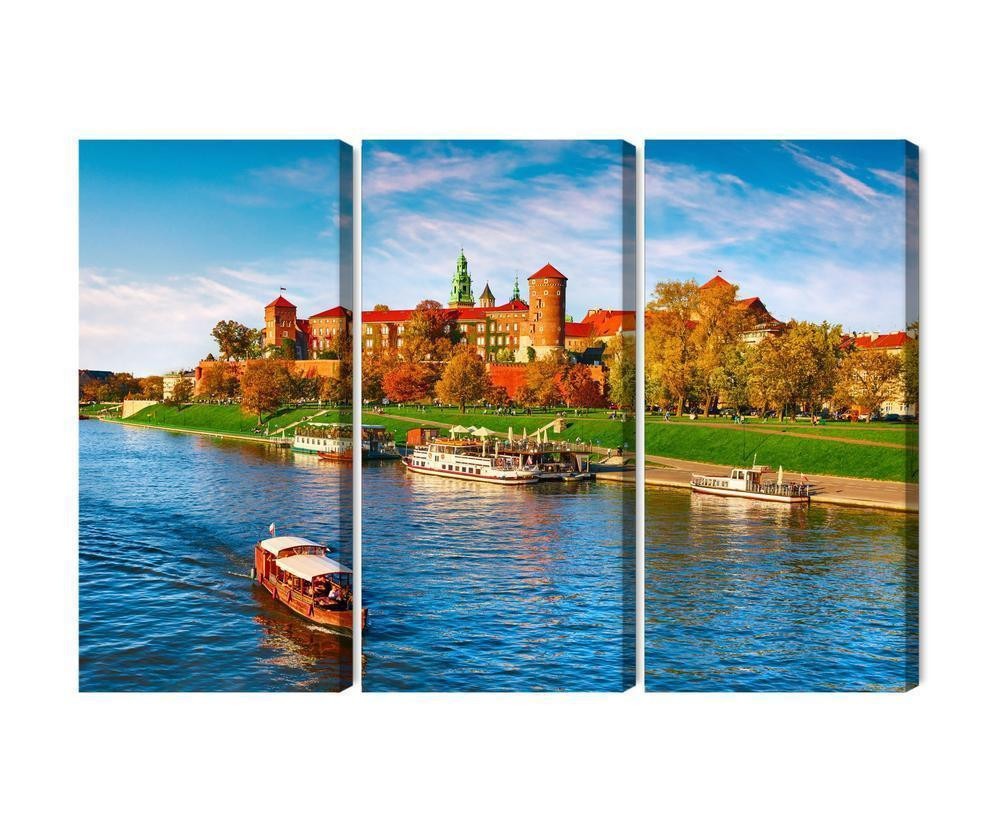 Flerdelt lærred wawel slot i krakow panoramaudsigt