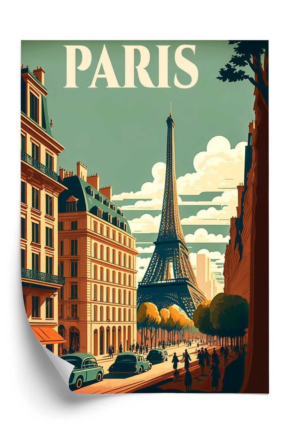 Plakat - Retro postkort fra paris