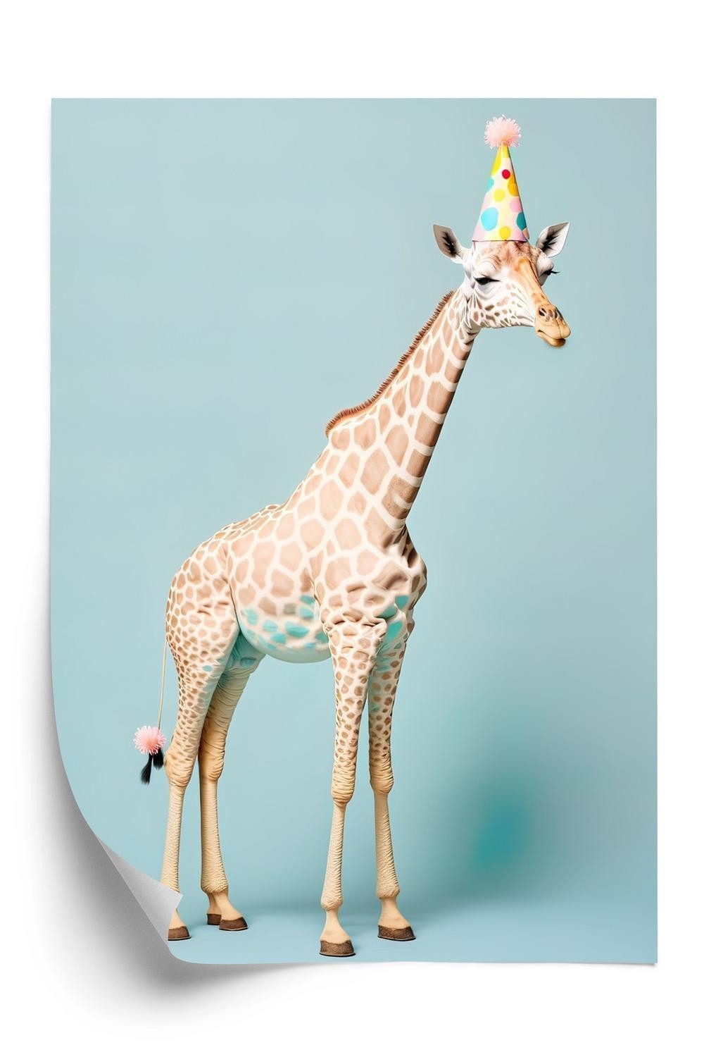 Plakat - Giraf i fødselsdagshat