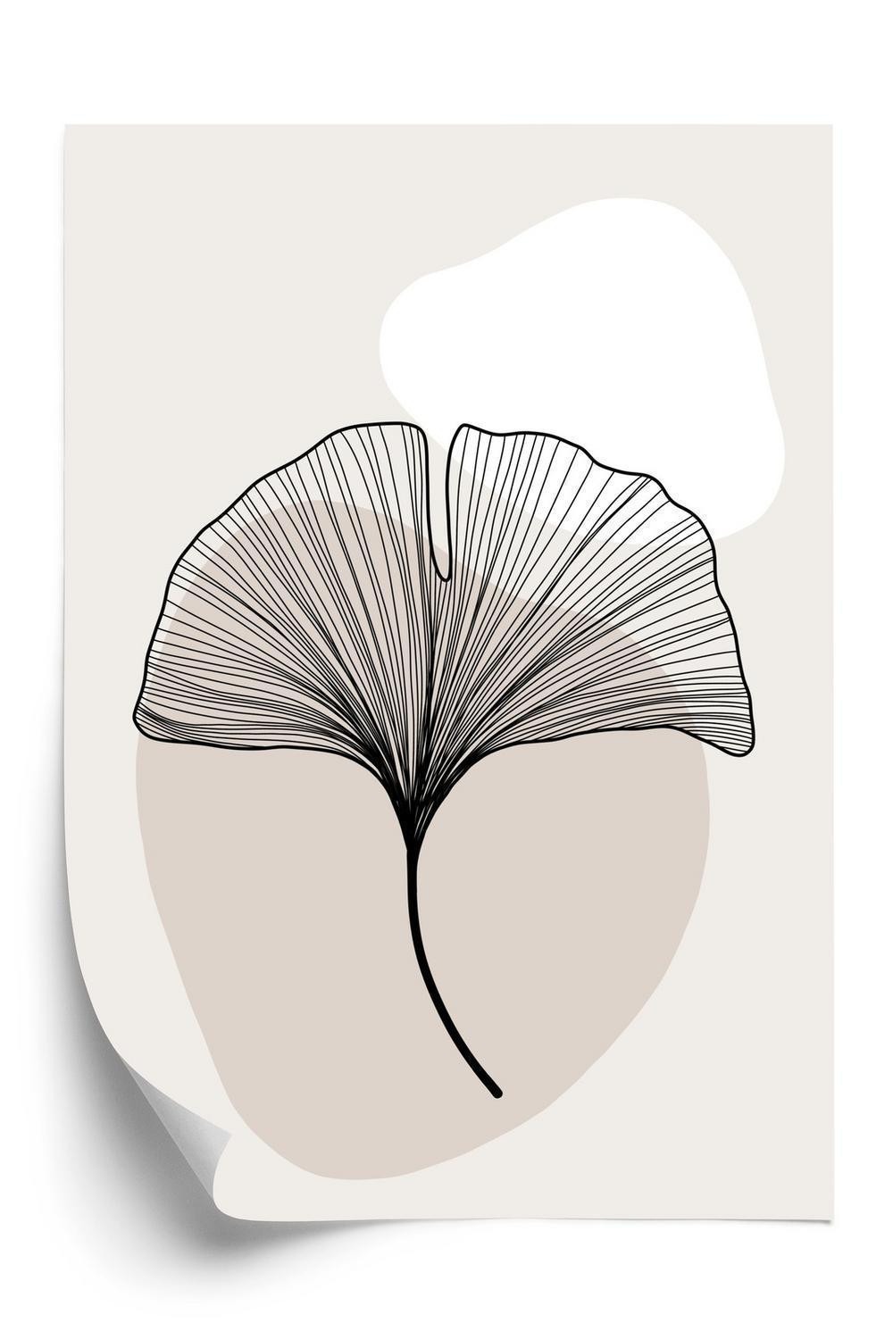 Plakat - Minimalistisk ginkgo blad