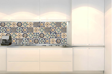  Backsplash PVC folie til køkken færdigt resultat