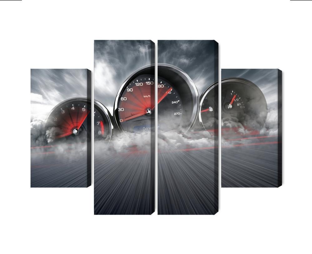Flerdelt billede på lærred højhastigheds biltællere