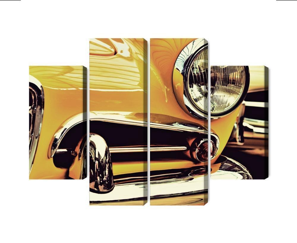 Flerdelt billede på lærred forsiden af en veteranbil