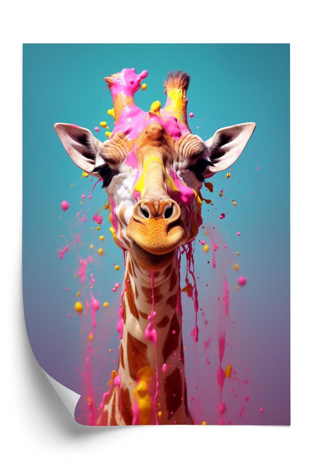 Plakat - Giraf i pink maling