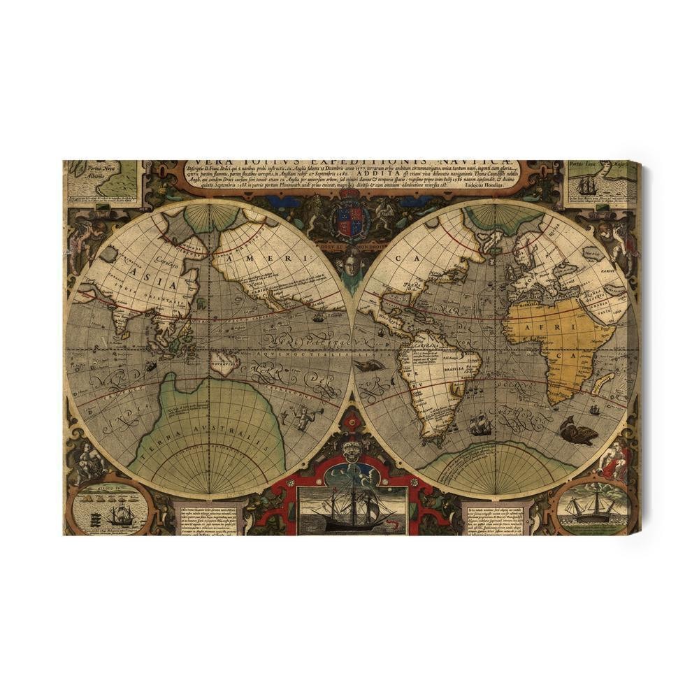 Lærred - Det gamle verdenskort
