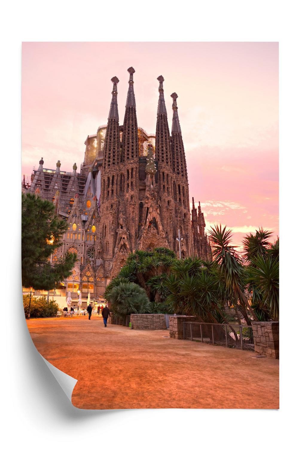 Plakat - La sagrada familia under solnedgang